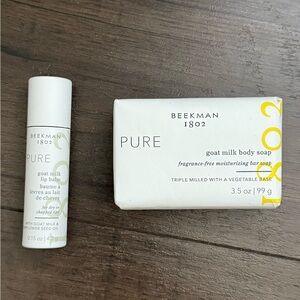 Beekman 1802 Pure Goat Milk Body Soap and Lip Balm 2-Piece Set Fragrance-Free